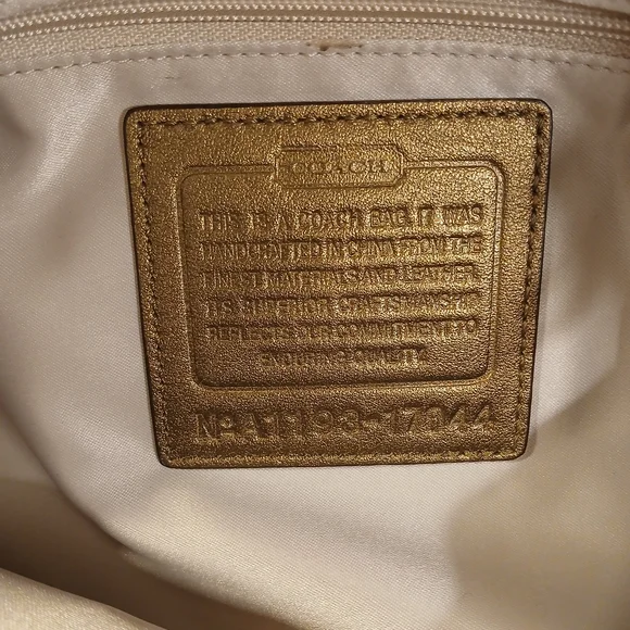 Coach Cream and Gold Geometric Tote - Picture 7 of 15